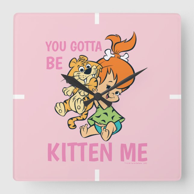 The Flintstones | Pebbles & Her Tiger Square Wall Clock (Front)