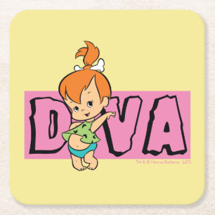 The Flintstones   Pebbles - Little Diva Square Paper Coaster