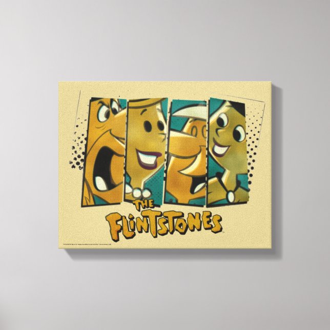 The Flintstones | Retro Comic Character Panels Canvas Print (Front)