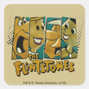 The Flintstones   Retro Comic Character Panels Square Sticker