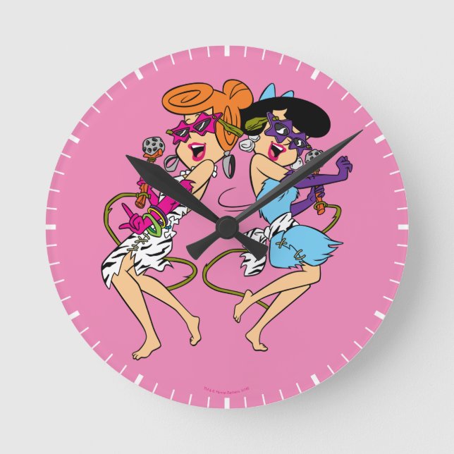 The Flintstones | Wilma & Betty Rock Stars Round Clock (Front)