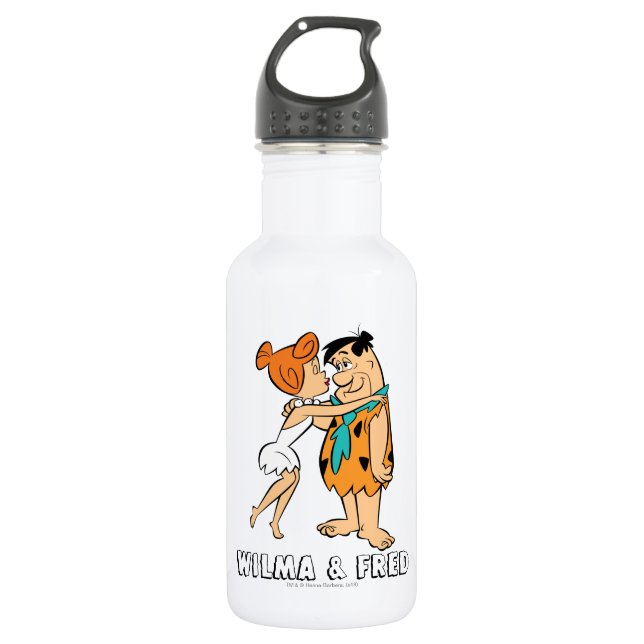 The Flintstones | Wilma Kissing Fred 532 Ml Water Bottle (Front)