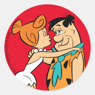 The Flintstones   Wilma Kissing Fred Classic Round Sticker