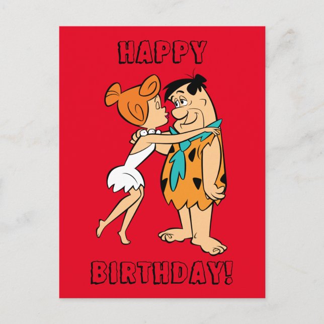 The Flintstones | Wilma Kissing Fred Postcard (Front)