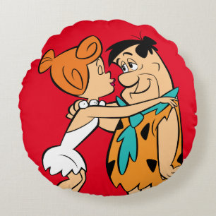 The Flintstones Wilma Kissing Fred Round Cushion