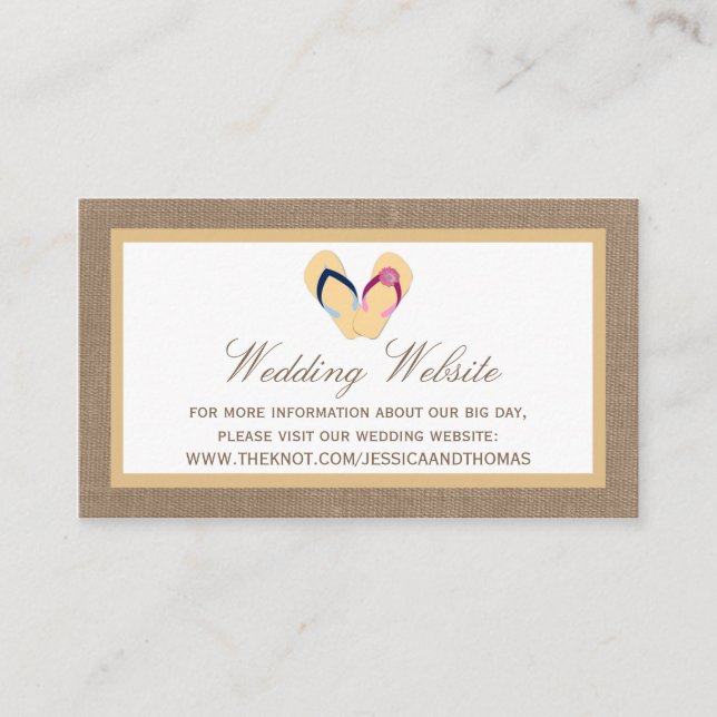 The Flip-Flop Sand Beach Burlap Wedding Collection Enclosure Card (Front)
