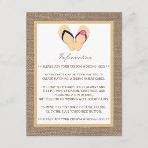 The Flip-Flop Sand Beach Burlap Wedding Collection Enclosure Card