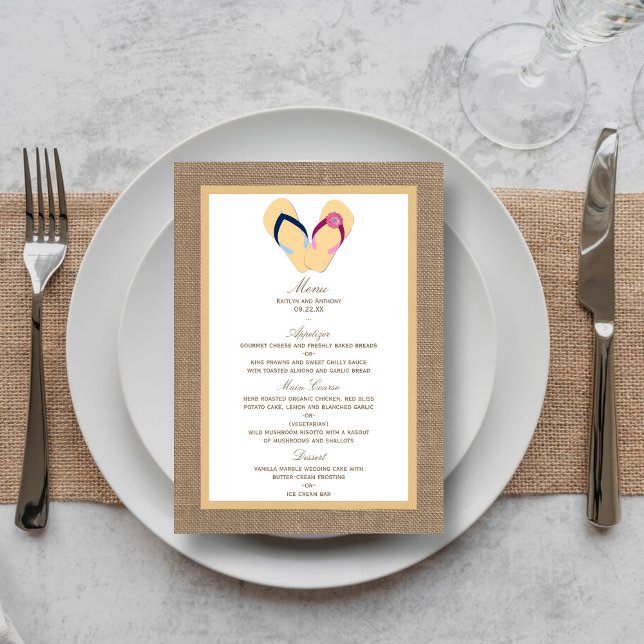 The Flip-Flop Sand Beach Burlap Wedding Collection Menu (Creator Uploaded)