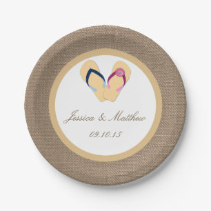 The Flip-Flop Sand Beach Burlap Wedding Collection Paper Plate