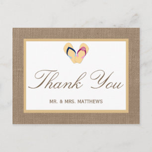 The Flip-Flop Sand Beach Burlap Wedding Collection Postcard