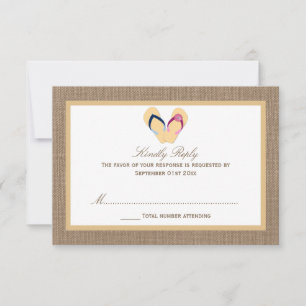 The Flip-Flop Sand Beach Burlap Wedding Collection RSVP Card