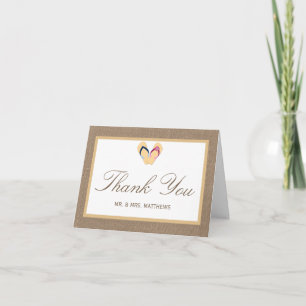 The Flip-Flop Sand Beach Burlap Wedding Collection Thank You Card