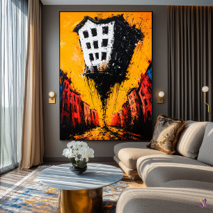 The Floating Abyss – Expressionist Surreal City Poster