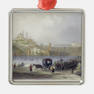 The Floating Bridge, Istanbul, engraved by J.C. Be Metal Tree Decoration