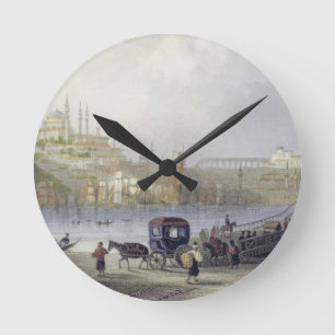 The Floating Bridge, Istanbul, engraved by J.C. Be Round Clock