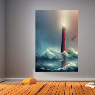 The flood and the lighthouse AI Art Poster