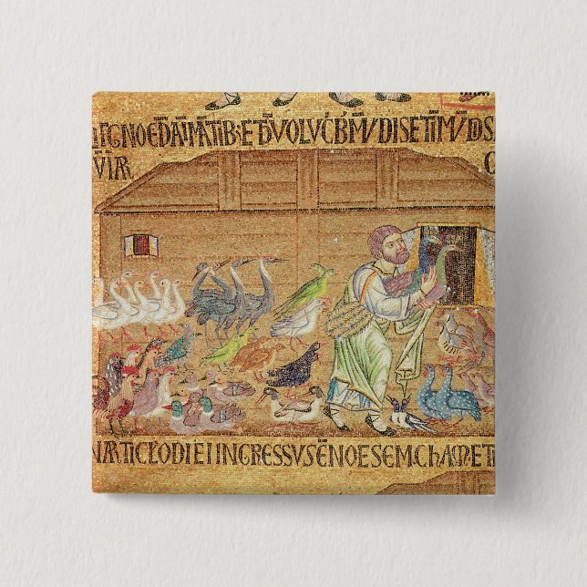 The Flood, from the Atrium, detail of Noah 15 Cm Square Badge (Front)