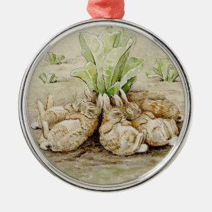 The Flopsy Bunnies Asleep (by Beatrix Potter) Metal Tree Decoration