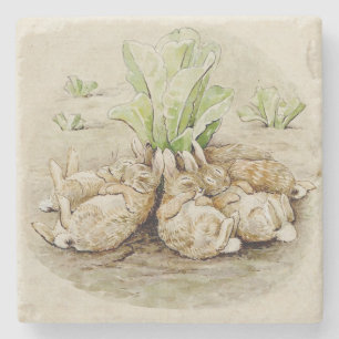 The Flopsy Bunnies Asleep (by Beatrix Potter) Stone Coaster