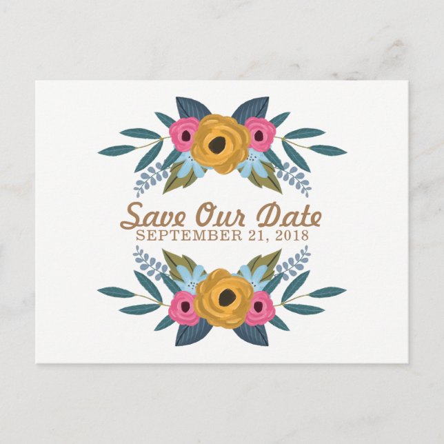 The Floral Wreath White Wedding Collection Announcement Postcard (Front)