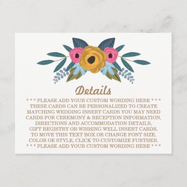 The Floral Wreath White Wedding Collection Enclosure Card (Front)