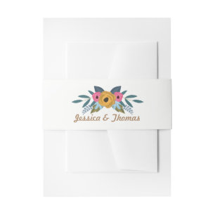 The Floral Wreath White Wedding Collection Invitation Belly Band