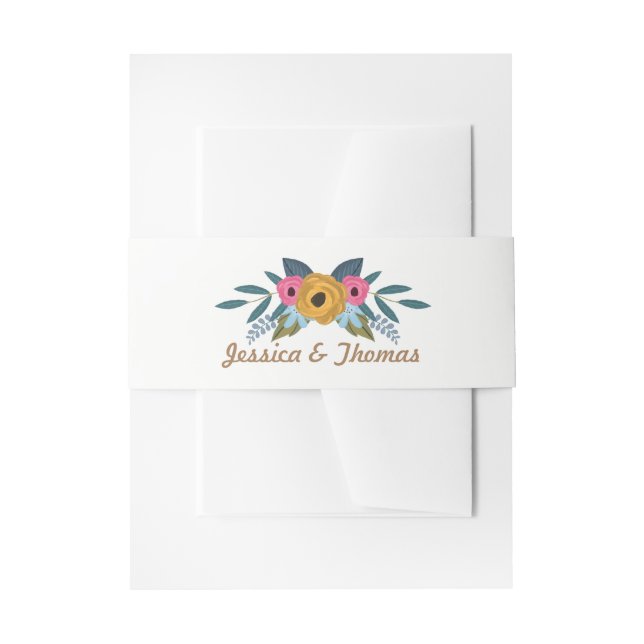 The Floral Wreath White Wedding Collection Invitation Belly Band (Front Example)