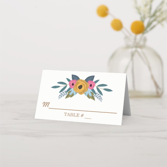 The Floral Wreath White Wedding Collection Place Card (Front)