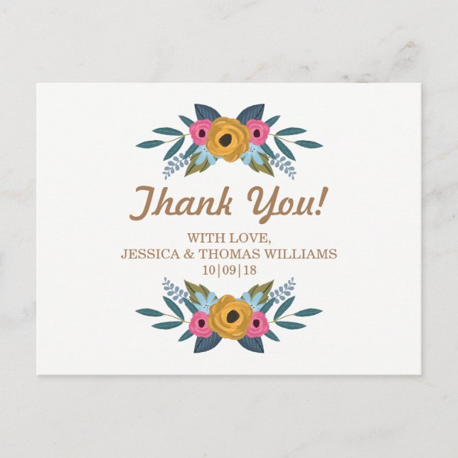 The Floral Wreath White Wedding Collection Postcard (Front)