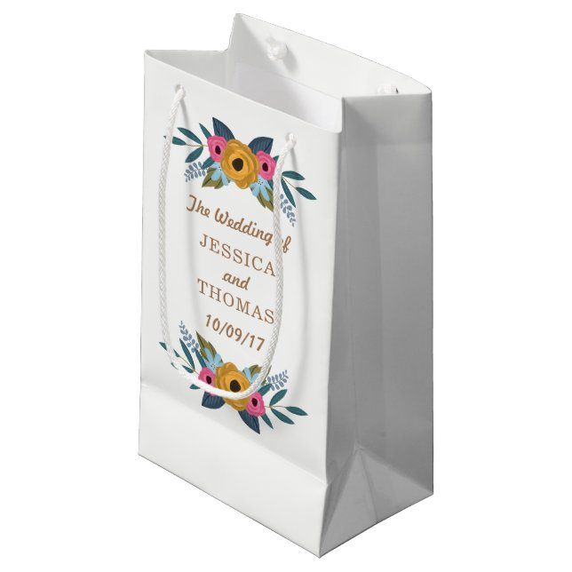 The Floral Wreath White Wedding Collection Small Gift Bag (Front Angled)