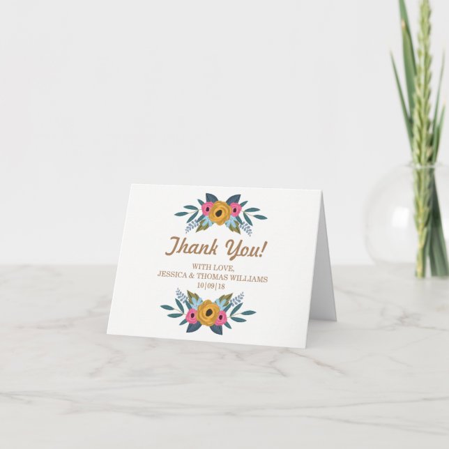The Floral Wreath White Wedding Collection Thank You Card (Front)