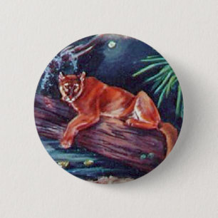 The Florida panther in the swamp 6 Cm Round Badge