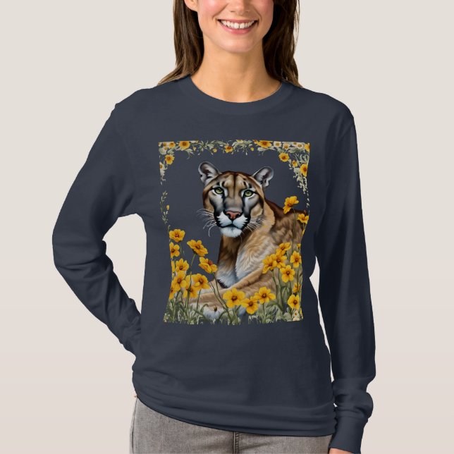 The Florida Panther With Coreopsis Border T-Shirt (Front)