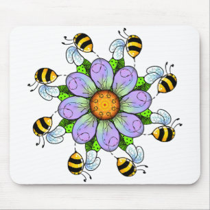 The flower and the bees mouse mat