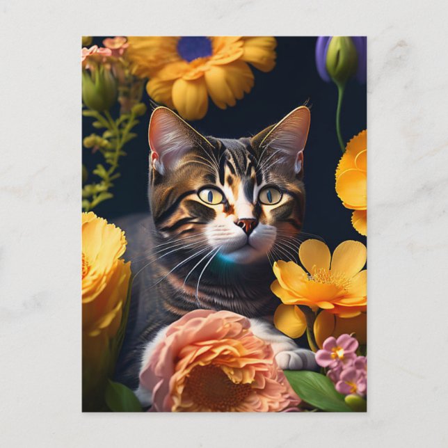 the flower cat postcard (Front)