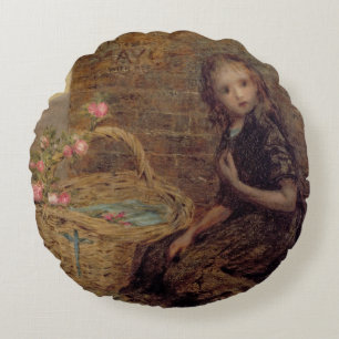 The Flower Girl, 1872 (oil on canvas) Round Cushion
