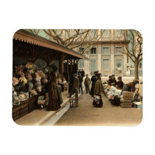 The Flower Market, Cannes France, 1915 Vintage Magnet