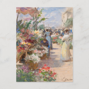 The Flower Market   Victor Gabriel Gilbert Postcard