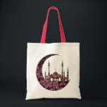 The Flower Mosque On The Moon Tote Bag<br><div class="desc">beautiful mosque in the style of flowers on a crescent moon</div>