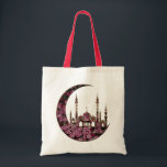 The Flower Mosque On The Moon Tote Bag<br><div class="desc">beautiful mosque in the style of flowers on a crescent moon</div>