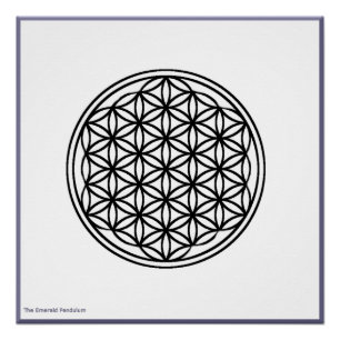 The Flower of Life - Black on White Poster