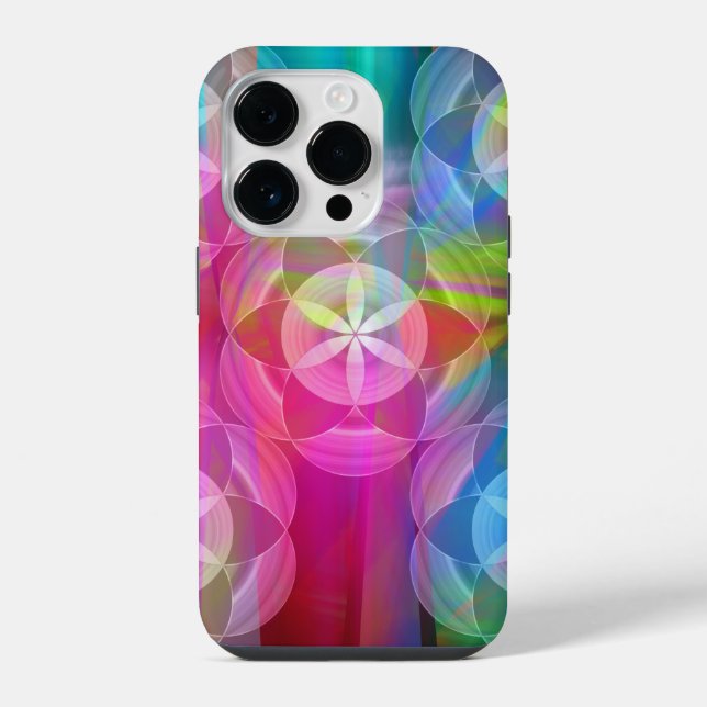 The Flower of Life, Geometric Patterns iPhone Case (Back)