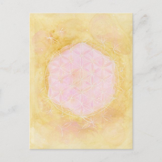 the Flower of Life, Pink Gold Postcard (Front)
