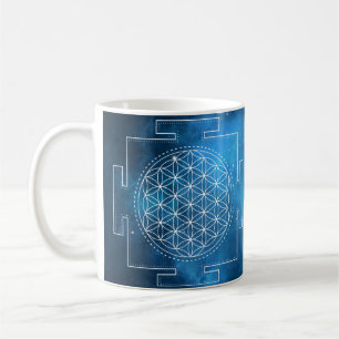 The Flower of Life Yantra Indigo Mug