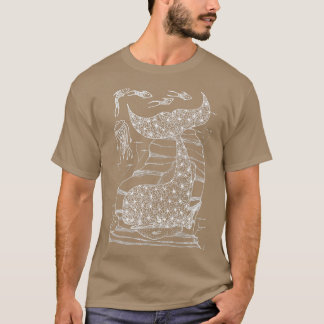 The Flower Whale White amp Black Hand Drawn T-Shirt