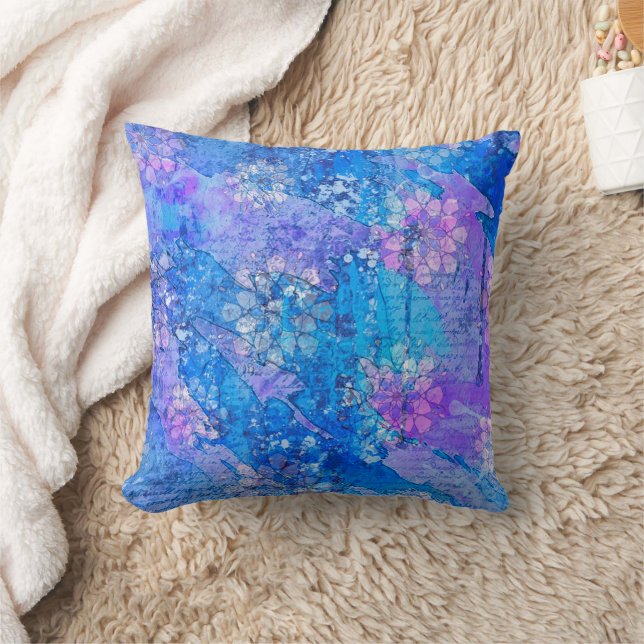The Flowers Grow in Sapphire Pond Cushion (Blanket)