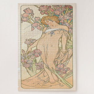 The Flowers - Iris 1898: An Art Nouveau by Mucha Jigsaw Puzzle