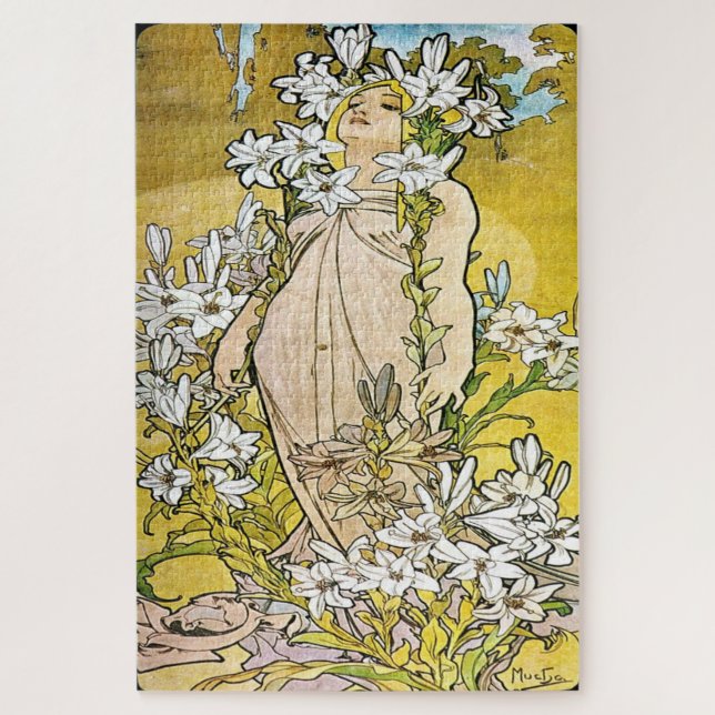 The Flowers - Lily: An Art Nouveau by Mucha  Jigsaw Puzzle (Vertical)