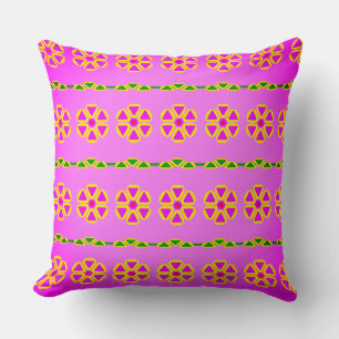 The Flowers of Purple and Green Triangle Cushion