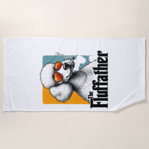 The Fluffather Poodle Vintage Funny Dog Mafia Vect Beach Towel